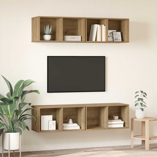 vidaXL Τηλεοπτική Κάβα Τοίχου 4 pcs artisan δρυς 37 x 37 x 72 εκ