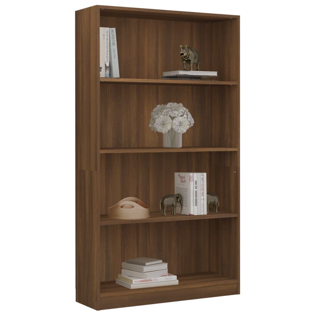 vidaXL Βιβλιοθήκη με 4 Ράφια Καφέ Δρυς 80x24x142 εκ. Επεξεργ. Ξύλο