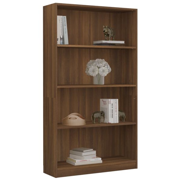 vidaXL Βιβλιοθήκη με 4 Ράφια Καφέ Δρυς 80x24x142 εκ. Επεξεργ. Ξύλο
