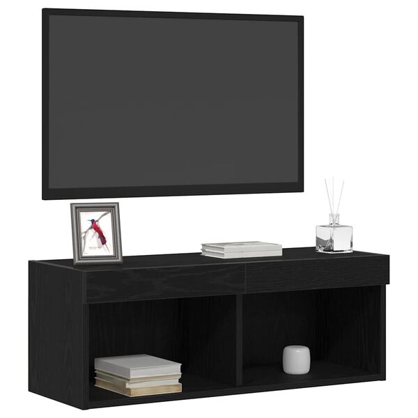 vidaXL Ντουλάπι TV 2 pcs Μαύρη δρυς 80 x 30 x 30 εκ Επεξεργασμένο ξύλο