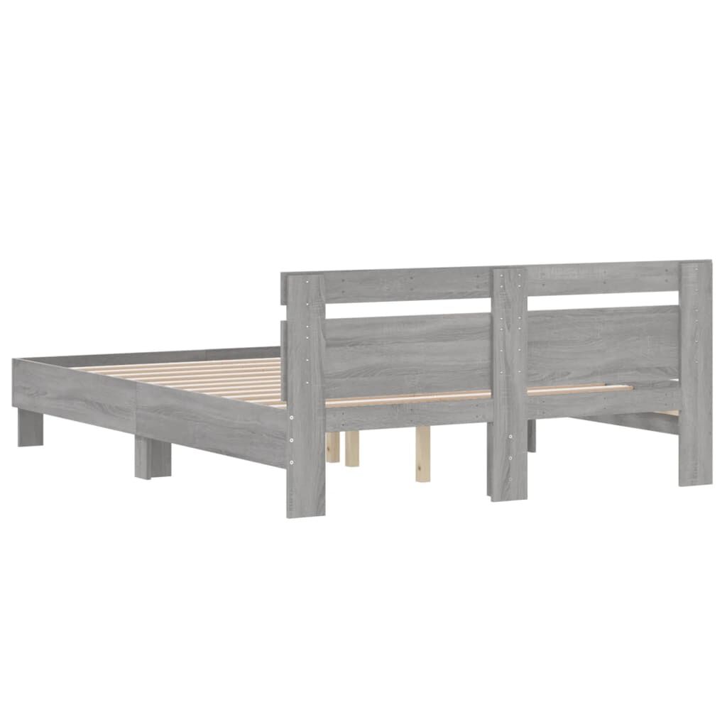 vidaXL Πλαίσιο Κρεβατιού με Κεφαλάρι Γκρι Sonoma 150x200εκ. Επεξ. Ξύλο