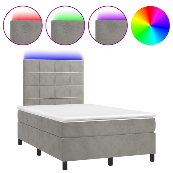 vidaXL &Kappa;&rho;&epsilon;&beta;ά&tau;&iota; Boxspring &mu;&epsilon; &Sigma;&tau;&rho;ώ&mu;&alpha; & LED &Alpha;&nu;.&Gamma;&kappa;&rho;&iota; 120x190&epsilon;&kappa;. &Beta;&epsilon;&lambda;&omicron;ύ&delta;&iota;&nu;&omicron;
