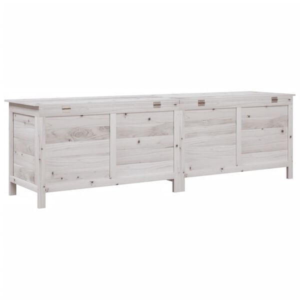 vidaXL Μπαούλο Αποθ. Κήπου Λευκό 198,5x50x56,5εκ Μασίφ Ξύλο Ελάτης