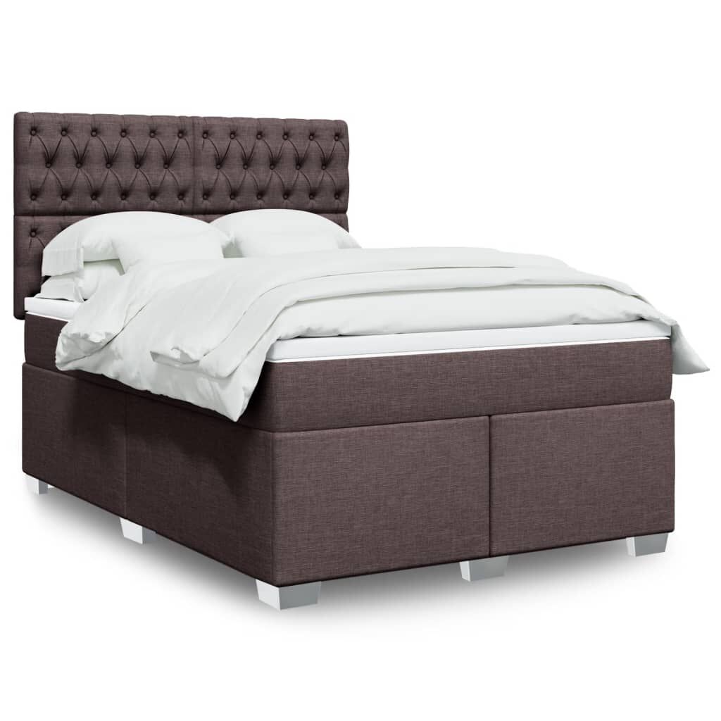 vidaXL Κρεβάτι Boxspring με Στρώμα Σκούρο Καφέ 140x190 εκ. Υφασμάτινο