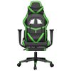 vidaXL Καρέκλα Gaming Μασάζ Υποπόδιο Μαύρο/Πράσινο από Συνθετικό Δέρμα