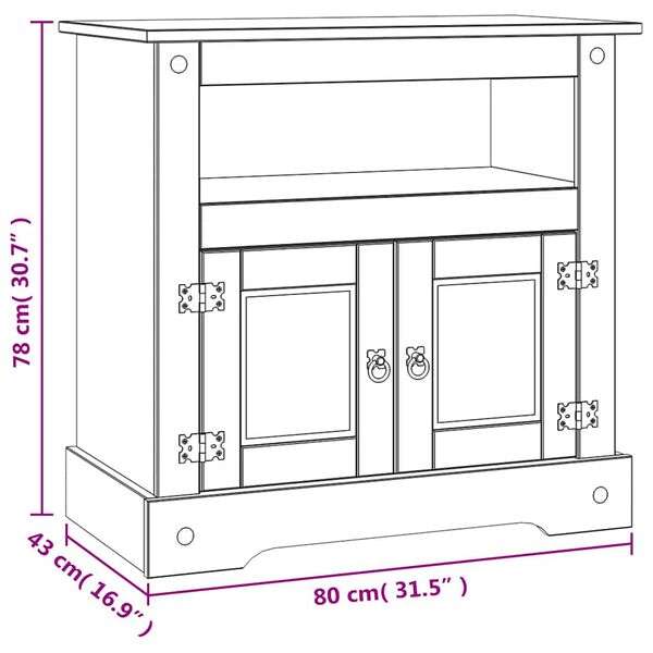 vidaXL Έπιπλο Τηλεόρασης Μεξικ. Στιλ Corona 80x43x78 εκ. Ξύλο Πεύκου