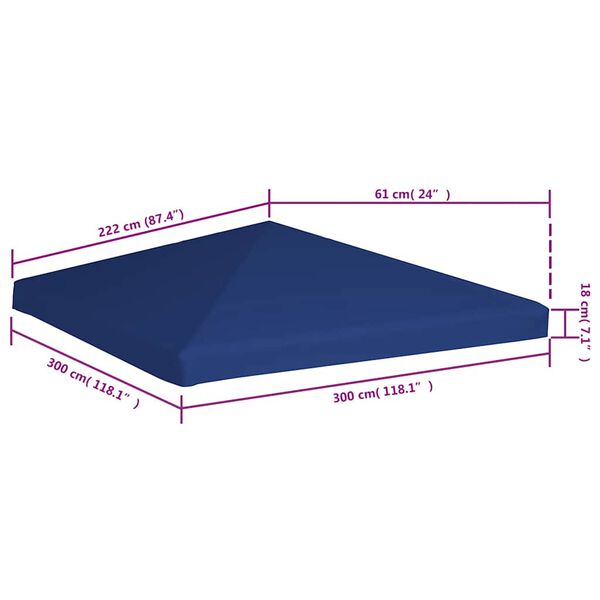 vidaXL Κάλυμμα για Κιόσκι Μπλε 3 x 3 μ. 310 γρ./μ²