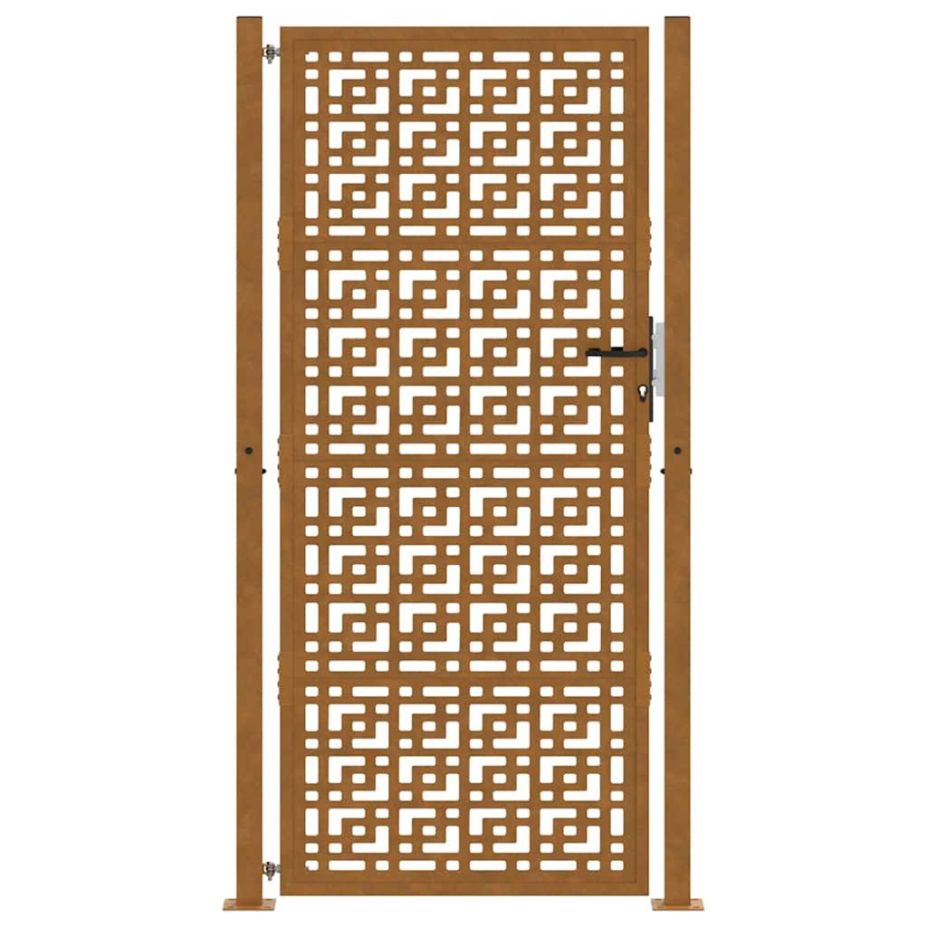 vidaXL Πύλη κήπου 105x205 cm Σταυρός σχεδιασμού από διαβρωμένο χάλυβα