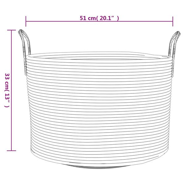 vidaXL Καλάθι Αποθήκευσης Γκρι και Λευκό Ø51 x 33 εκ. Βαμβακερό
