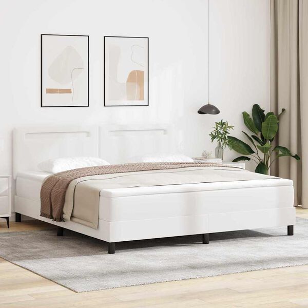 vidaXL Σκελετός κρεβατιού με στρώμα Λευκό 180 x 200 cm Τεχνητό δέρμα