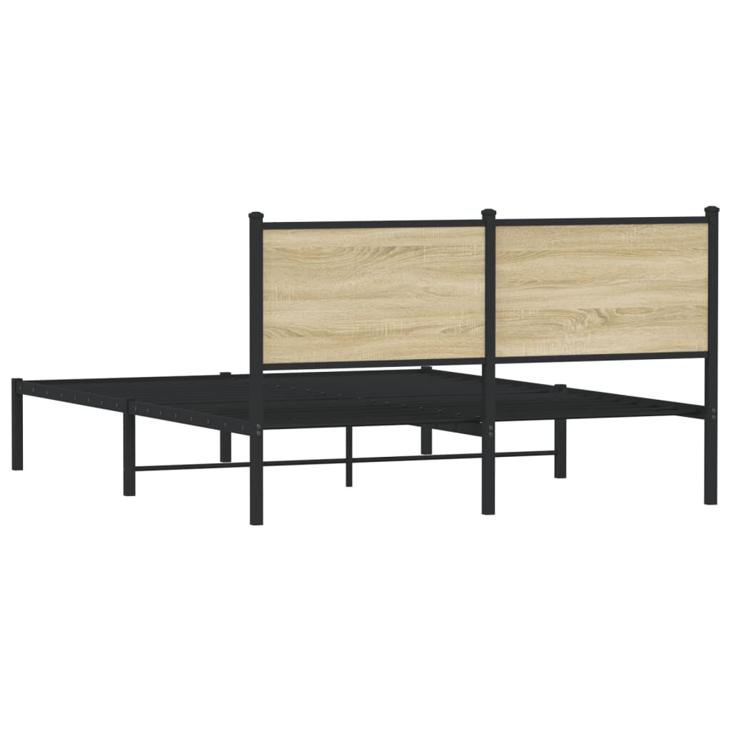 vidaXL Σκελετός Κρεβ. Χωρίς Στρώμα Sonoma Δρυς 150x200 εκ. Μεταλλικό