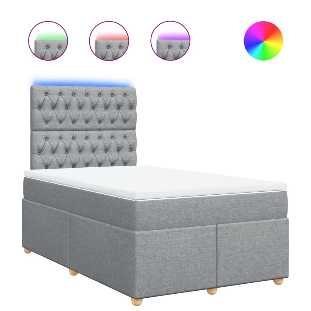 vidaXL Κρεβάτι Boxspring με Στρώμα Ανοιχτό Γκρι 120x190 εκ. Υφασμάτινο