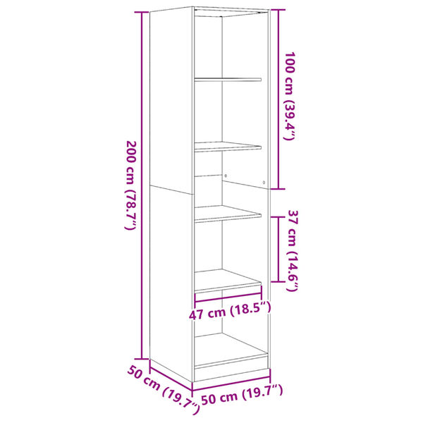 vidaXL Ντουλάπα Μαύρη 50x50x200 εκ. από Επεξεργασμένο Ξύλο