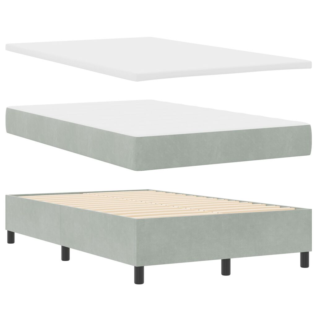 vidaXL Κρεβάτι Box Spring με Στρώμα Ανοιχτό Γκρι 120x200 εκ Βελούδο