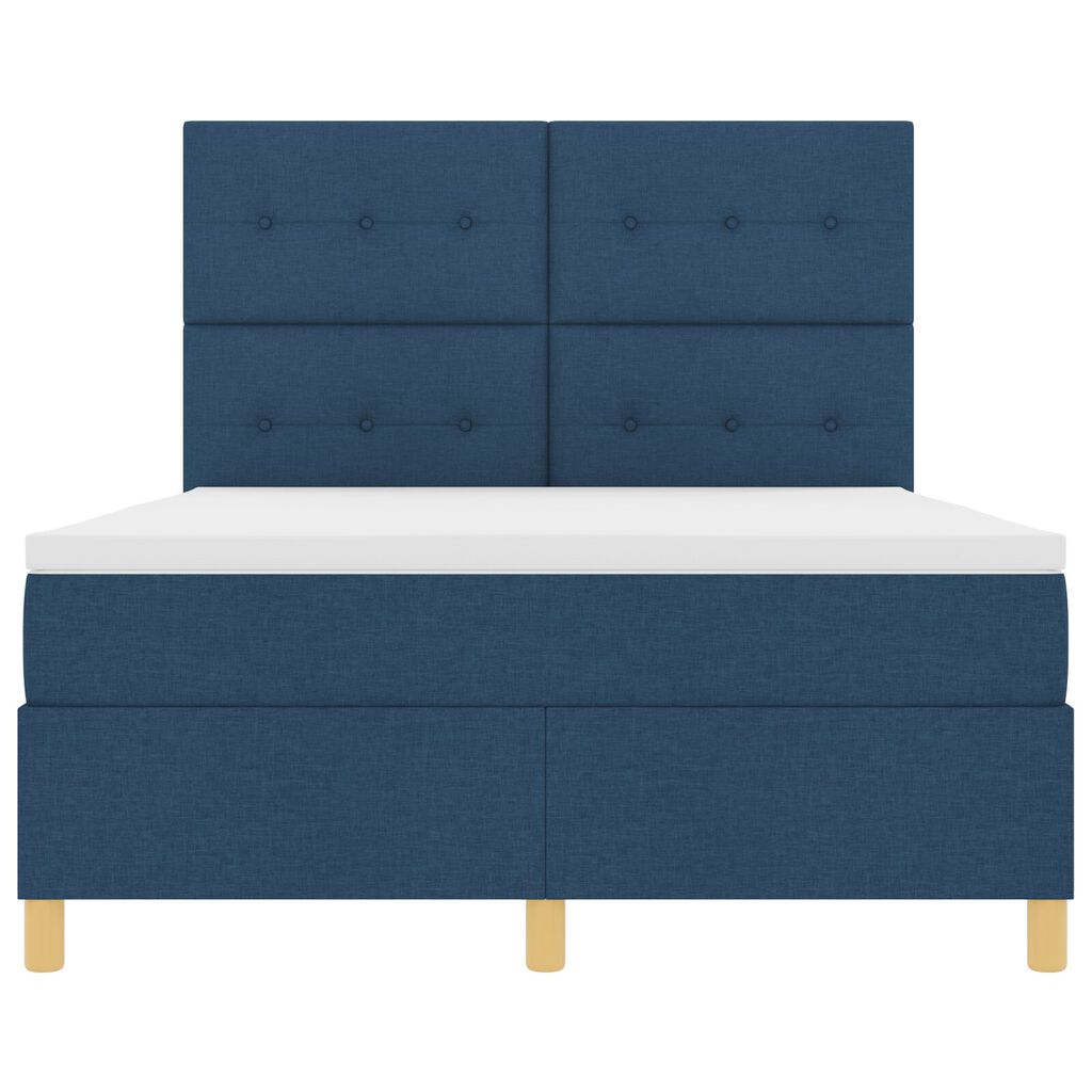 vidaXL Κρεβάτι Box Spring με Στρώμα Μπλε 140x190 εκ Ύφασμα