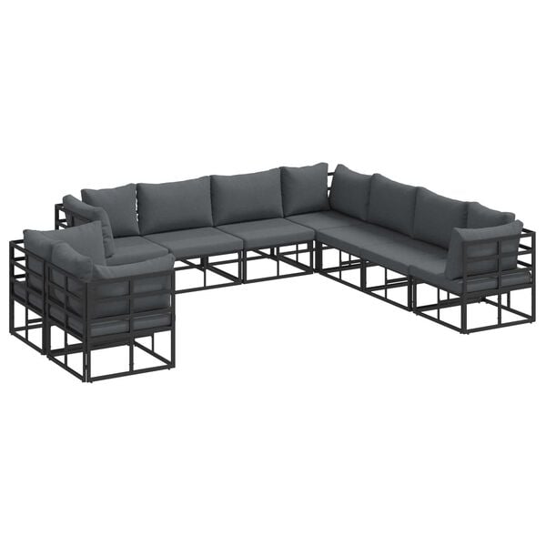 vidaXL Σετ Καναπέ Κήπου 9 pcs Μαύρο 283 x 283 x 71 εκ. Αλουμίνιο