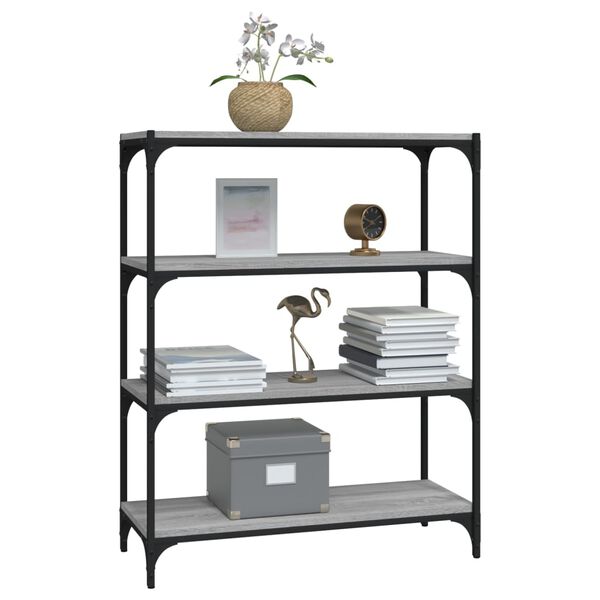 vidaXL Βιβλιοθήκη Γκρι Sonoma 80 x 33 x 100 εκ. Επεξ. Ξύλο & Ατσάλι