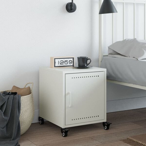 vidaXL Κομοδίνο Λευκό 36x39x43,5 εκ. από Χάλυβα