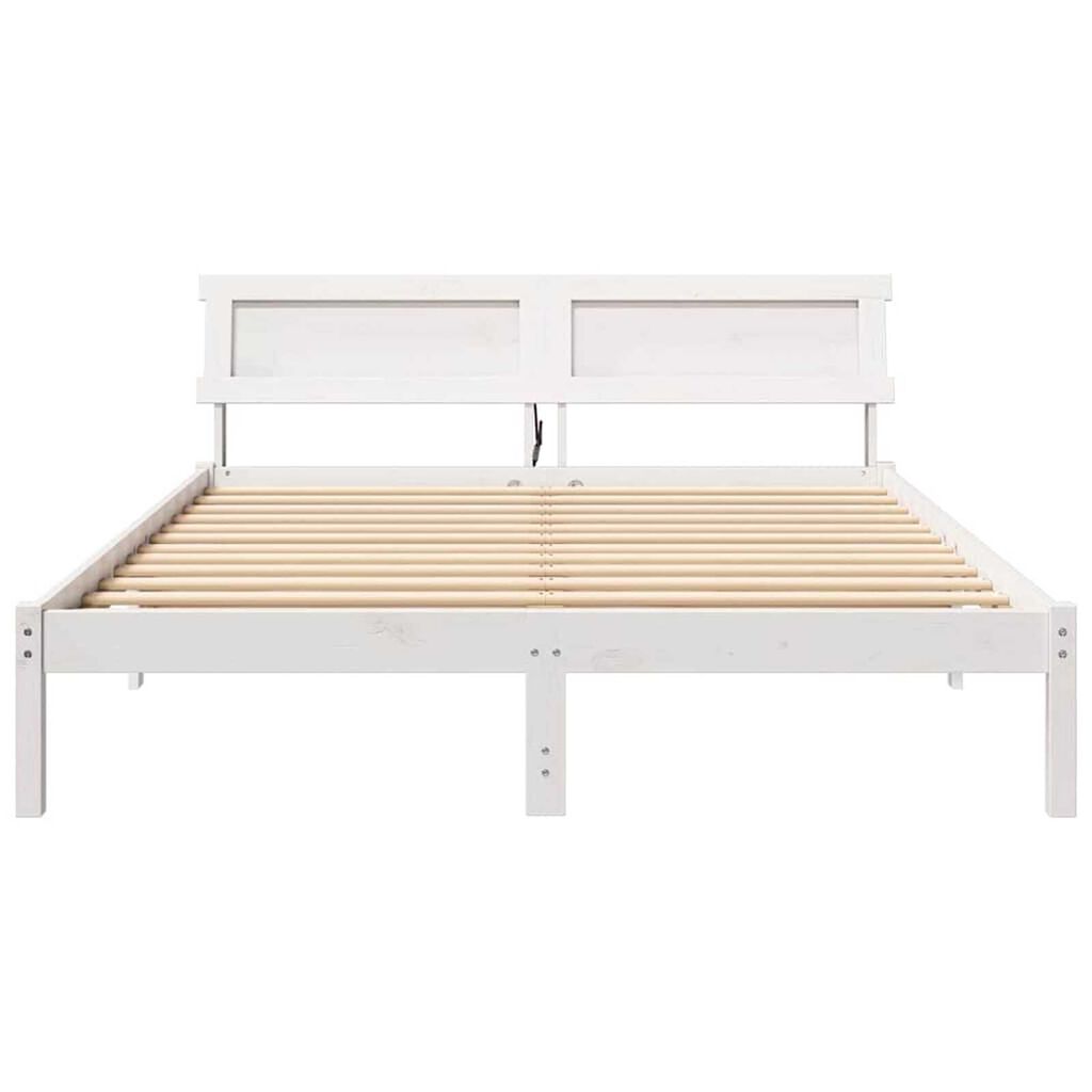 vidaXL Σκελετός Κρεβατιού Λευκό 150 x 200 cm Μασίφ ξύλο πεύκου
