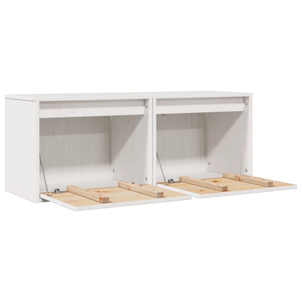 vidaXL Ντουλάπια Τοίχου 2 τεμ. Λευκά 45x30x35 εκ από Μασίφ Ξύλο Πεύκου