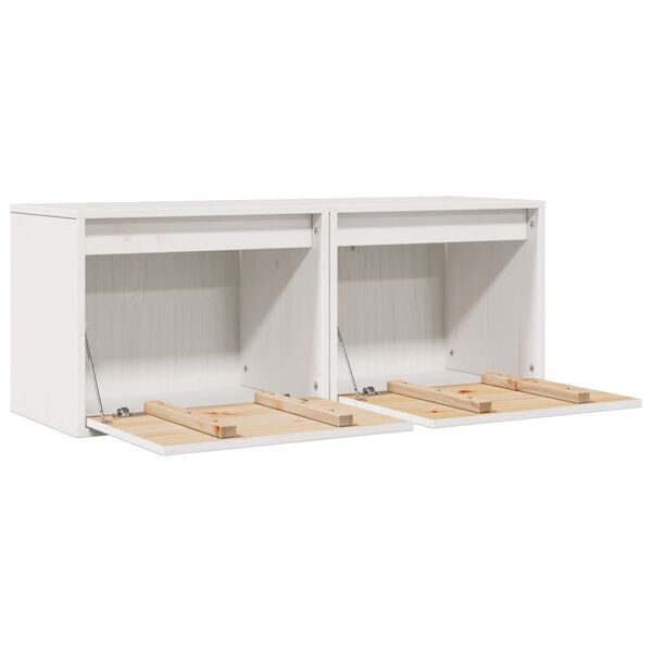 vidaXL Ντουλάπια Τοίχου 2 τεμ. Λευκά 45x30x35 εκ από Μασίφ Ξύλο Πεύκου