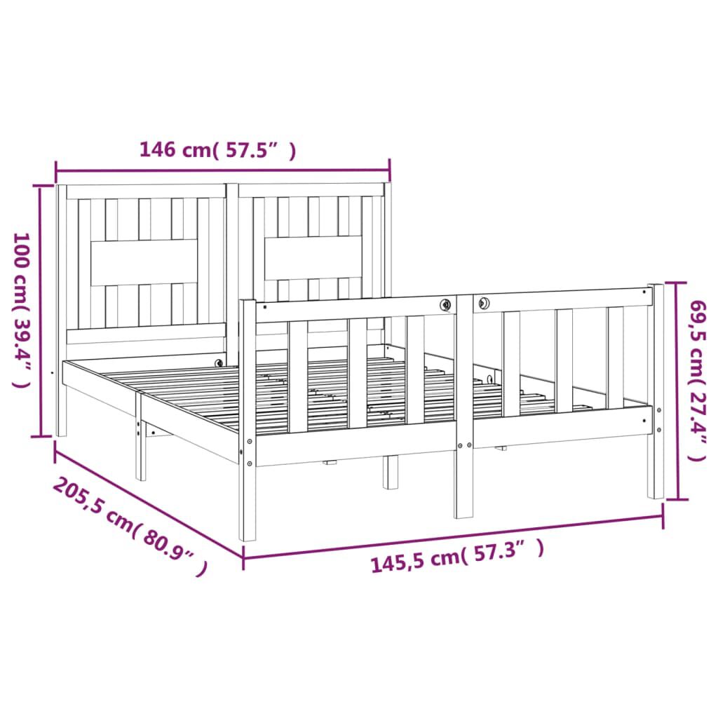 vidaXL Πλαίσιο Κρεβατιού με Κεφαλάρι Λευκό 140x200 εκ. από Μασίφ Πεύκο