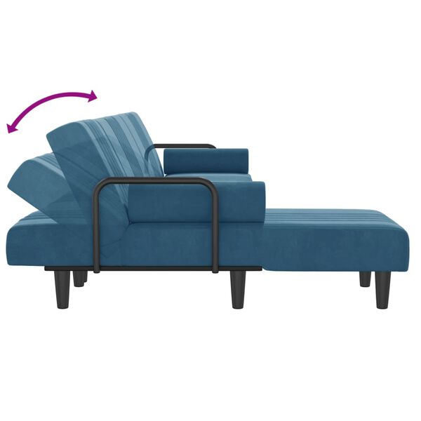 vidaXL Καναπές Κρεβάτι Γωνιακός Μπλε 260 x 140 x 70 εκ. Βελούδινος