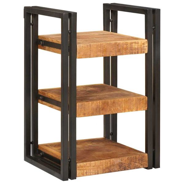 vidaXL Κομοδίνο Καφέ και μαύρο 38 x 33 x 58 εκ. Στερεό ξύλο μάνγκο
