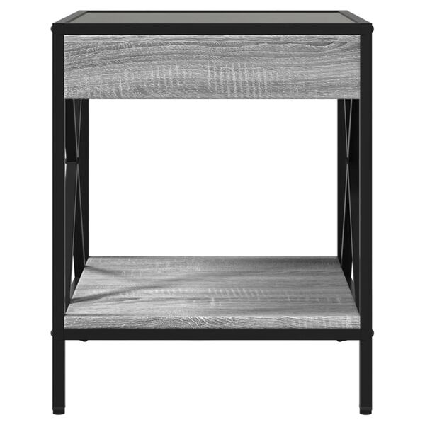 vidaXL Τραπεζάκι Άπειρο Φως LED Γκρι Sonoma 40x40x50 εκ.