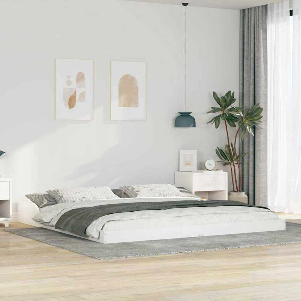 vidaXL Σκελετός Κρεβατιού Λευκό 200 x 220 cm Μασίφ ξύλο πεύκου
