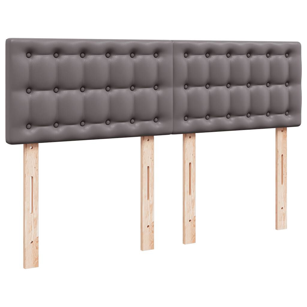 vidaXL Κρεβάτι Boxspring με Στρώμα Γκρι 140x190εκ. από Συνθετικό Δέρμα