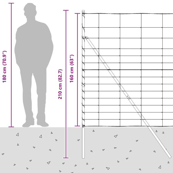 vidaXL Περίφραξη αγρού Ασημί 25 x 1.6 μ Γαλβανισμένος χάλυβας