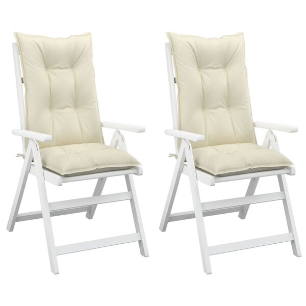 vidaXL Μαξιλάρια Καρέκλας Κήπου με Πλάτη 2 τεμ. Κρεμ 120x50x7 εκ.