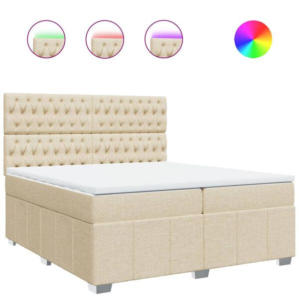 vidaXL &Kappa;&rho;&epsilon;&beta;ά&tau;&iota; Boxspring &mu;&epsilon; &Sigma;&tau;&rho;ώ&mu;&alpha; &Kappa;&rho;&epsilon;&mu; 200x200 &epsilon;&kappa;. &Upsilon;&phi;&alpha;&sigma;&mu;ά&tau;&iota;&nu;&omicron;