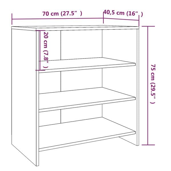 vidaXL Ραφιέρα Γκρι Sonoma 70 x 40,5 x 75 εκ. από Μοριοσανίδα