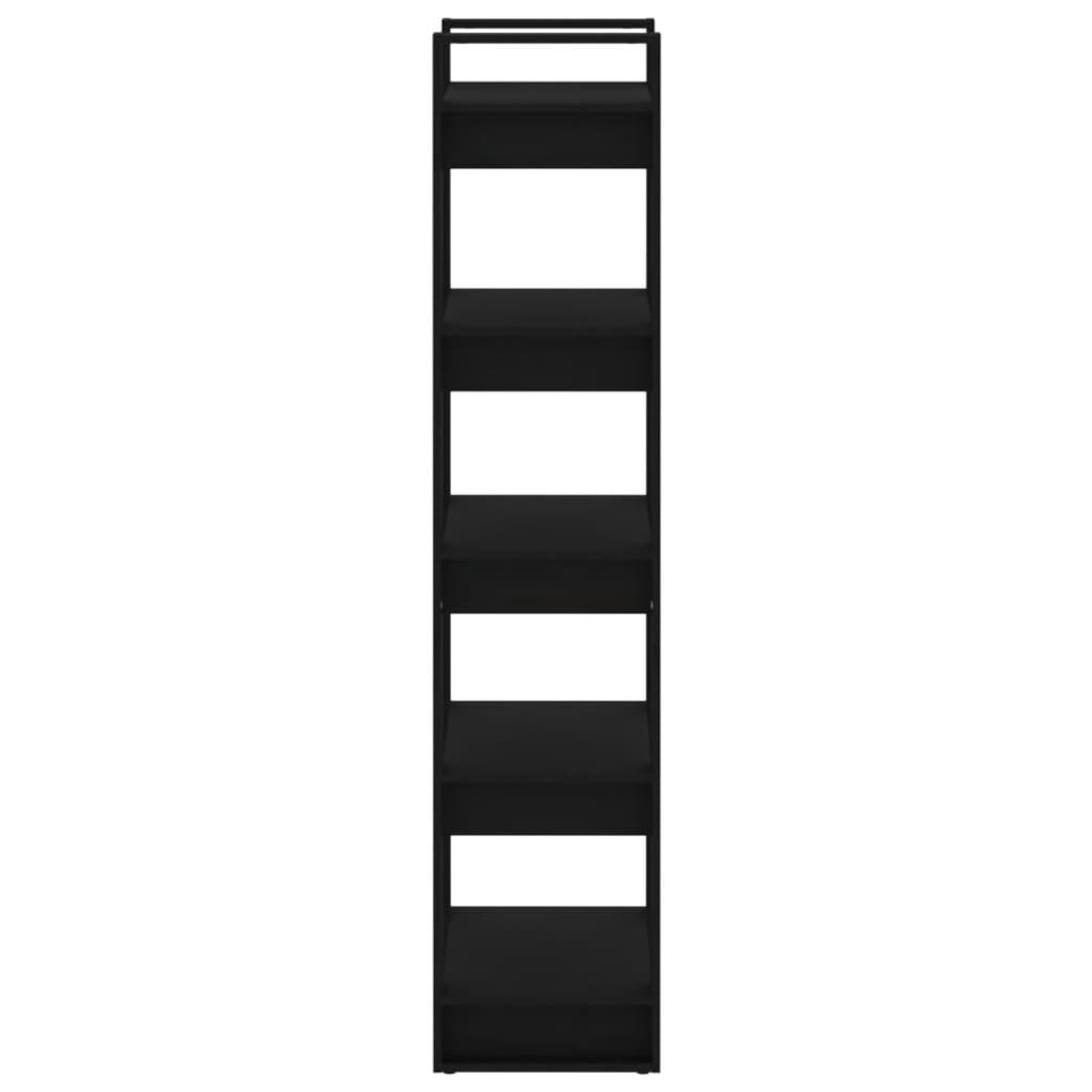 vidaXL Βιβλιοθήκη/Διαχωριστικό Χώρου Μαύρο 60x35x160 εκ. Μασίφ Ξύλο