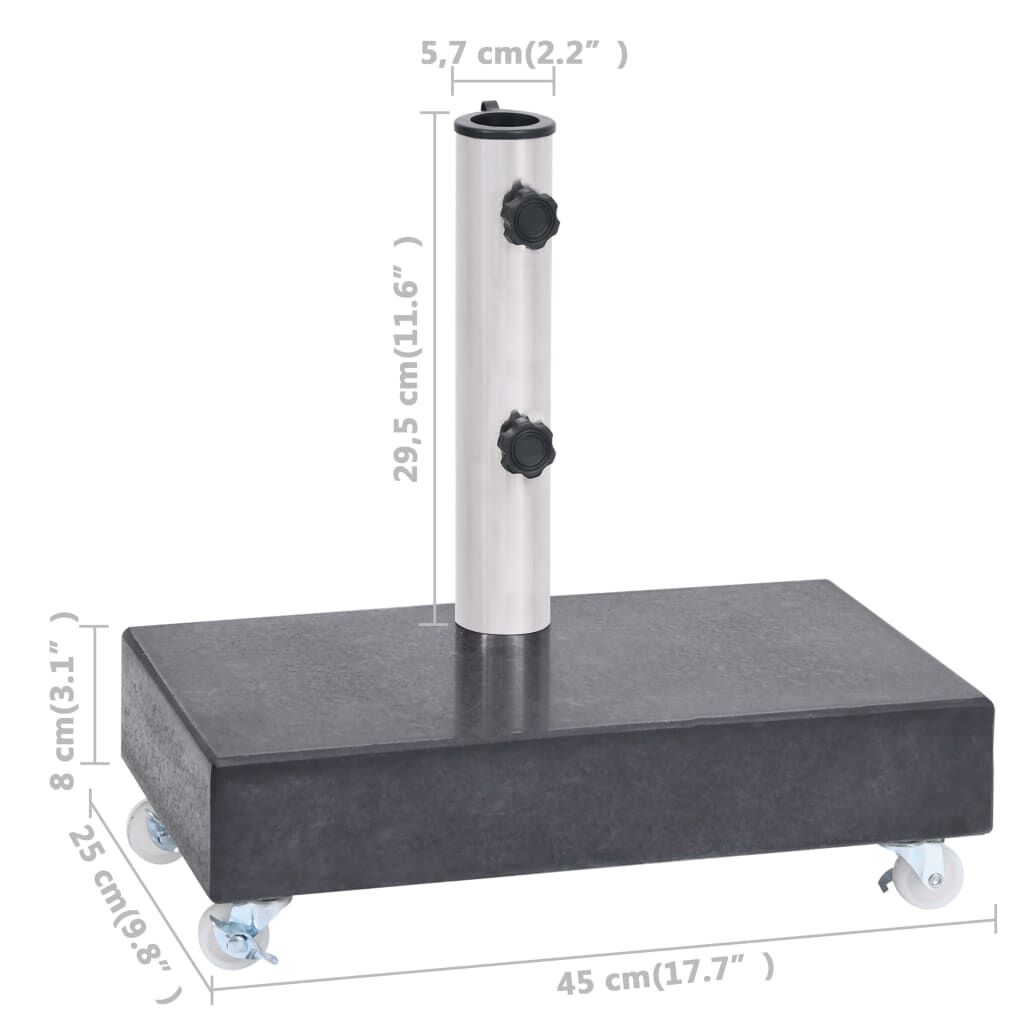vidaXL Βάση Ομπρέλας Μαύρη 45 x 25 x 8 εκ. από Γρανίτη