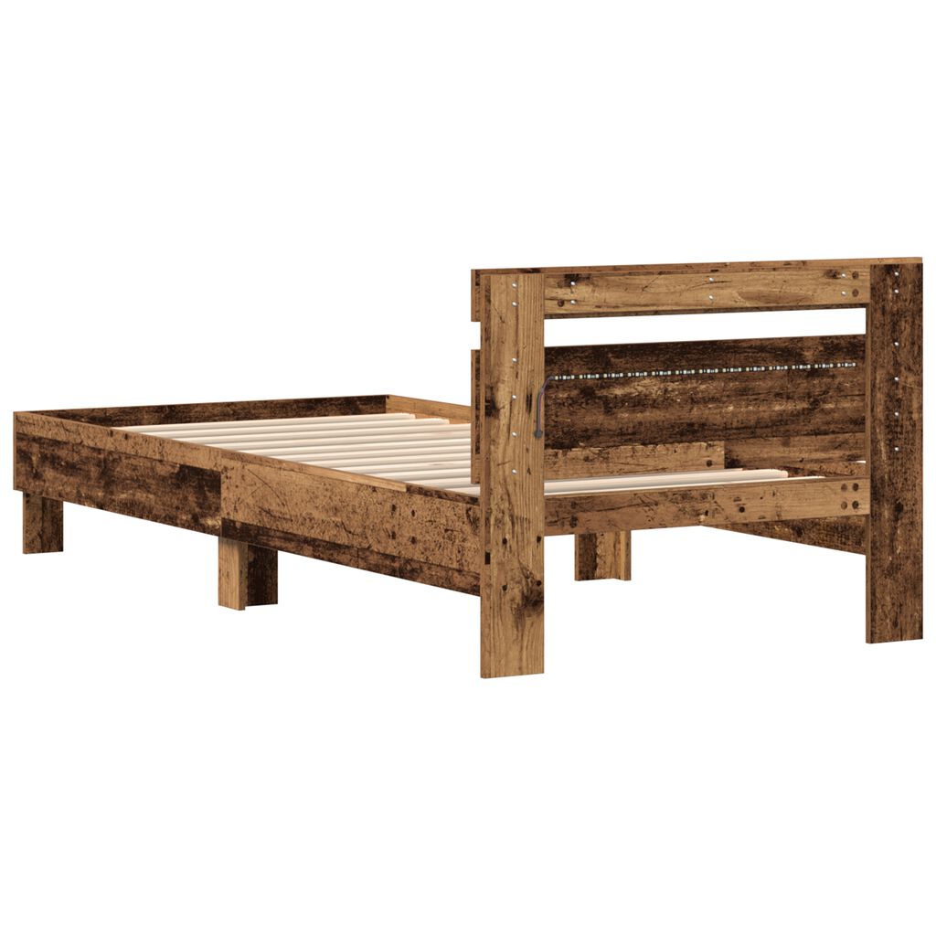 vidaXL Σκελετός Κρεβατιού Παλαιό ξύλο 75 x 190 cm Επεξεργασμένο ξύλο
