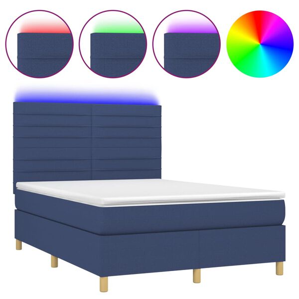 vidaXL &Kappa;&rho;&epsilon;&beta;ά&tau;&iota; Boxspring &mu;&epsilon; &Sigma;&tau;&rho;ώ&mu;&alpha; & LED &Mu;&pi;&lambda;&epsilon; 140x200 &epsilon;&kappa;. &Upsilon;&phi;&alpha;&sigma;&mu;ά&tau;&iota;&nu;&omicron;