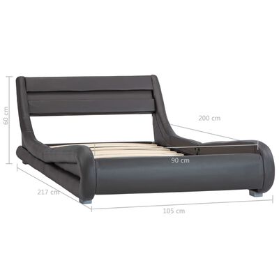vidaXL Πλαίσιο Κρεβατιού με LED Γκρι 90x200 εκ. από Συνθετικό Δέρμα