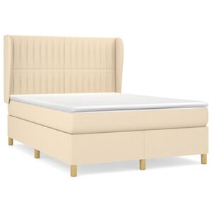 vidaXL &Kappa;&rho;&epsilon;&beta;ά&tau;&iota; Boxspring &mu;&epsilon; &Sigma;&tau;&rho;ώ&mu;&alpha; &Kappa;&rho;&epsilon;&mu; 140x190 &epsilon;&kappa;. &Upsilon;&phi;&alpha;&sigma;&mu;ά&tau;&iota;&nu;&omicron;