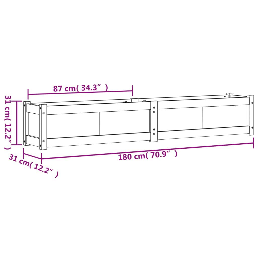 vidaXL Ζαρντινιέρα Καφέ Κεριού 180 x 31 x 31 εκ. από Μασίφ Ξύλο Πεύκου