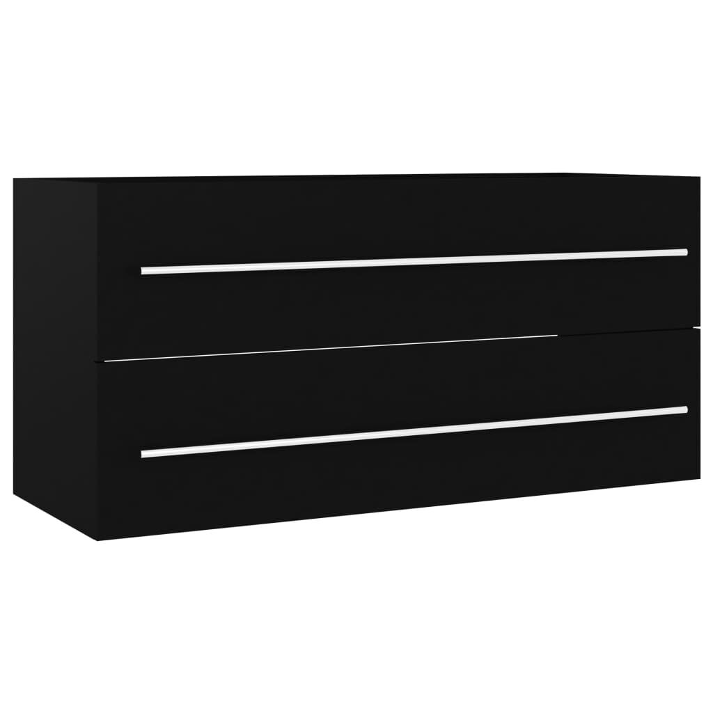 vidaXL Ντουλάπι Νιπτήρα Μαύρο 100 x 38,5 x 48 εκ. από Επεξ. Ξύλο