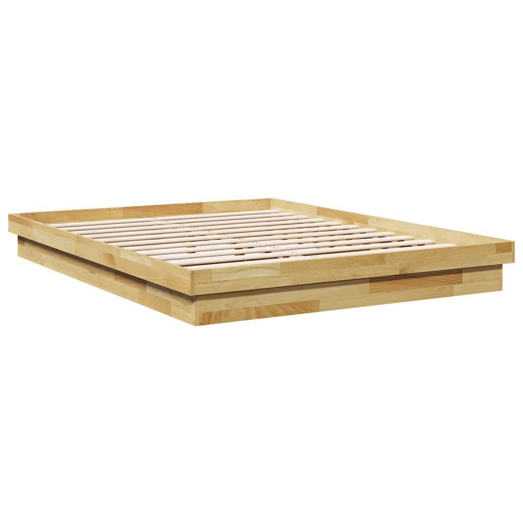vidaXL Πλαίσιο κρεβατιού χωρίς στρώμα 135x190 cm μασίφ ξύλο δρυς