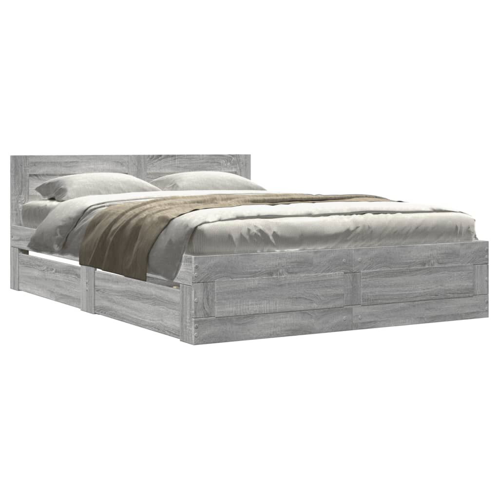 vidaXL Πλαίσιο Κρεβατιού με Κεφαλάρι Γκρι sonoma 120x190εκ. Επεξ. Ξύλο