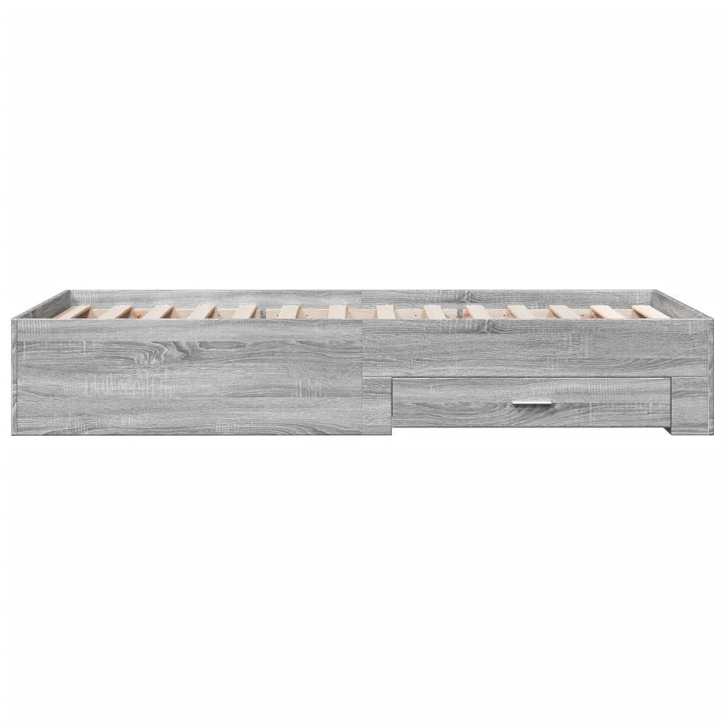 vidaXL Πλαίσιο Κρεβατιού με Συρτάρια Γκρι Sonoma 75x190 εκ. Επεξ. Ξύλο