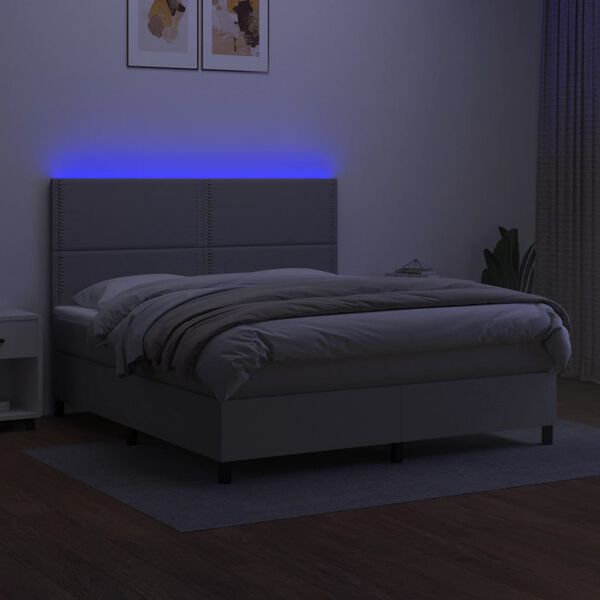 vidaXL &Kappa;&rho;&epsilon;&beta;ά&tau;&iota; Boxspring &mu;&epsilon; &Sigma;&tau;&rho;ώ&mu;&alpha; & LED &Alpha;&nu;.&Gamma;&kappa;&rho;&iota; 160x200&epsilon;&kappa;. &Upsilon;&phi;&alpha;&sigma;&mu;ά&tau;&iota;&nu;&omicron;