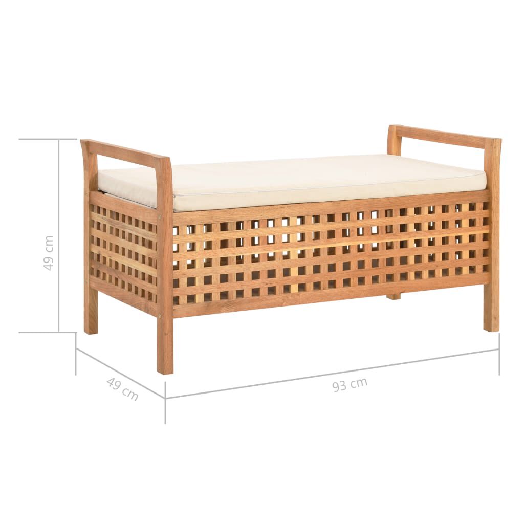 vidaXL Πάγκος με Αποθηκευτικό Χώρο 93 x 49 x 49 εκ Μασίφ Ξύλο Καρυδιάς