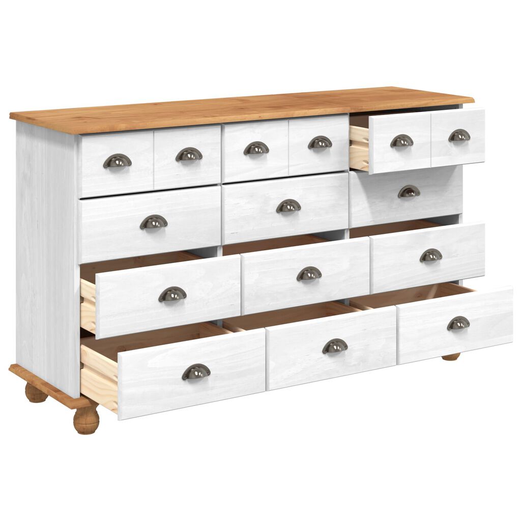 vidaXL Συρταριέρα 'ASKIM' Λευκή 79x40x133.5 cm Στερεό Ξύλο Πεύκου