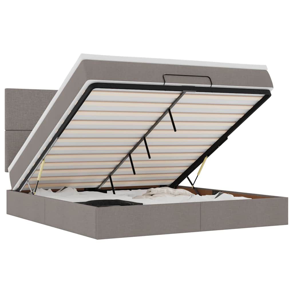 vidaXL Οθωμανικό κρεβάτι με στρώμα Taupe 160x200cm ύφασμα